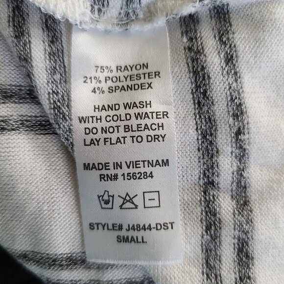 Caution To The Wind Tie Front LS Crew Tee Shirt Sz S Stripes White Gray Knit - Picture 6 of 6